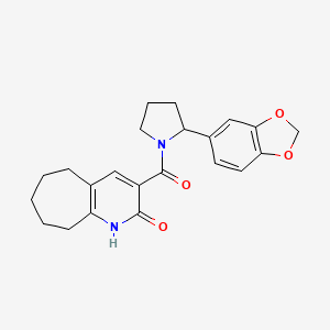 3-[2-(1,3-Benzodioxol-5-yl)pyrrolidine-1-carbonyl]-1,5,6,7,8,9-hexahydrocyclohepta[b]pyridin-2-one