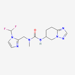 molecular formula C13H17F2N7O B6753368 1-[[1-(Difluoromethyl)imidazol-2-yl]methyl]-1-methyl-3-(5,6,7,8-tetrahydro-[1,2,4]triazolo[1,5-a]pyridin-6-yl)urea 