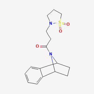 molecular formula C16H20N2O3S B6753381 1-(11-Azatricyclo[6.2.1.02,7]undeca-2,4,6-trien-11-yl)-3-(1,1-dioxo-1,2-thiazolidin-2-yl)propan-1-one 