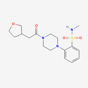 molecular formula C17H25N3O4S B6753389 N-methyl-2-[4-[2-(oxolan-3-yl)acetyl]piperazin-1-yl]benzenesulfonamide 