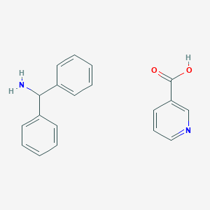 molecular formula C19H18N2O2 B067534 Benzenemethanamine, alpha-phenyl-, 3-pyridinecarboxylate CAS No. 171507-33-8