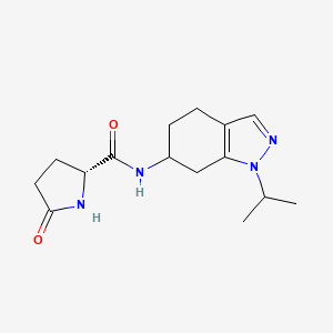 molecular formula C15H22N4O2 B6753453 (2R)-5-oxo-N-(1-propan-2-yl-4,5,6,7-tetrahydroindazol-6-yl)pyrrolidine-2-carboxamide 