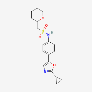 N-[4-(2-cyclopropyl-1,3-oxazol-5-yl)phenyl]-1-(oxan-2-yl)methanesulfonamide