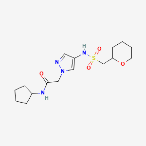 N-cyclopentyl-2-[4-(oxan-2-ylmethylsulfonylamino)pyrazol-1-yl]acetamide