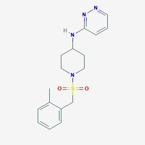 molecular formula C17H22N4O2S B6753511 N-[1-[(2-methylphenyl)methylsulfonyl]piperidin-4-yl]pyridazin-3-amine 