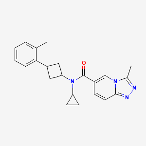 molecular formula C22H24N4O B6753579 N-cyclopropyl-3-methyl-N-[3-(2-methylphenyl)cyclobutyl]-[1,2,4]triazolo[4,3-a]pyridine-6-carboxamide 