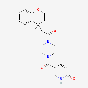 molecular formula C22H23N3O4 B6753641 5-[4-(spiro[2,3-dihydrochromene-4,2'-cyclopropane]-1'-carbonyl)piperazine-1-carbonyl]-1H-pyridin-2-one 