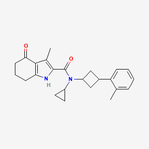 N-cyclopropyl-3-methyl-N-[3-(2-methylphenyl)cyclobutyl]-4-oxo-1,5,6,7-tetrahydroindole-2-carboxamide