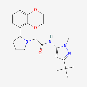 N-(5-tert-butyl-2-methylpyrazol-3-yl)-2-[2-(2,3-dihydro-1,4-benzodioxin-5-yl)pyrrolidin-1-yl]acetamide