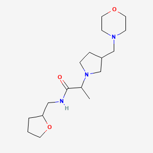 molecular formula C17H31N3O3 B6753715 2-[3-(morpholin-4-ylmethyl)pyrrolidin-1-yl]-N-(oxolan-2-ylmethyl)propanamide 