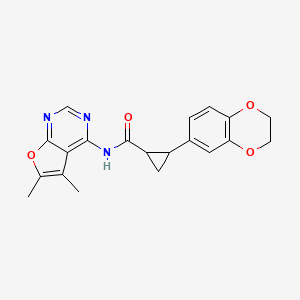 molecular formula C20H19N3O4 B6753718 2-(2,3-dihydro-1,4-benzodioxin-6-yl)-N-(5,6-dimethylfuro[2,3-d]pyrimidin-4-yl)cyclopropane-1-carboxamide 