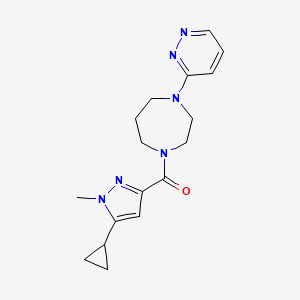 molecular formula C17H22N6O B6753791 (5-Cyclopropyl-1-methylpyrazol-3-yl)-(4-pyridazin-3-yl-1,4-diazepan-1-yl)methanone 