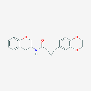 molecular formula C21H21NO4 B6753799 2-(2,3-dihydro-1,4-benzodioxin-6-yl)-N-(3,4-dihydro-2H-chromen-3-yl)cyclopropane-1-carboxamide 