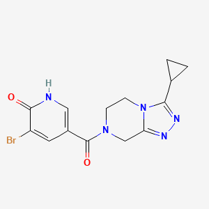 molecular formula C14H14BrN5O2 B6753803 3-bromo-5-(3-cyclopropyl-6,8-dihydro-5H-[1,2,4]triazolo[4,3-a]pyrazine-7-carbonyl)-1H-pyridin-2-one 