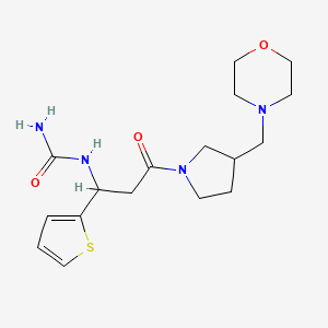 molecular formula C17H26N4O3S B6753817 [3-[3-(Morpholin-4-ylmethyl)pyrrolidin-1-yl]-3-oxo-1-thiophen-2-ylpropyl]urea 