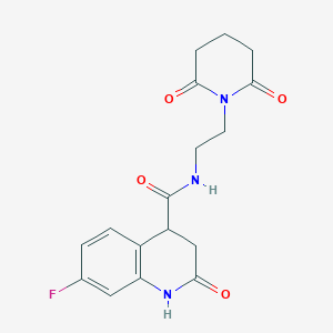 molecular formula C17H18FN3O4 B6753868 N-[2-(2,6-dioxopiperidin-1-yl)ethyl]-7-fluoro-2-oxo-3,4-dihydro-1H-quinoline-4-carboxamide 