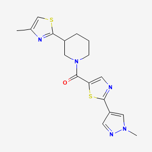 [2-(1-Methylpyrazol-4-yl)-1,3-thiazol-5-yl]-[3-(4-methyl-1,3-thiazol-2-yl)piperidin-1-yl]methanone