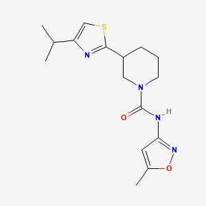 molecular formula C16H22N4O2S B6753888 N-(5-methyl-1,2-oxazol-3-yl)-3-(4-propan-2-yl-1,3-thiazol-2-yl)piperidine-1-carboxamide 