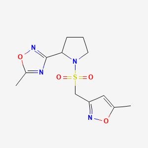 5-Methyl-3-[1-[(5-methyl-1,2-oxazol-3-yl)methylsulfonyl]pyrrolidin-2-yl]-1,2,4-oxadiazole