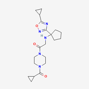 1-[4-(Cyclopropanecarbonyl)piperazin-1-yl]-2-[[1-(5-cyclopropyl-1,2,4-oxadiazol-3-yl)cyclopentyl]amino]ethanone