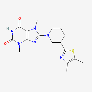 molecular formula C17H22N6O2S B6753938 8-[3-(4,5-Dimethyl-1,3-thiazol-2-yl)piperidin-1-yl]-3,7-dimethylpurine-2,6-dione 