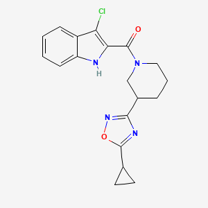 molecular formula C19H19ClN4O2 B6753952 (3-chloro-1H-indol-2-yl)-[3-(5-cyclopropyl-1,2,4-oxadiazol-3-yl)piperidin-1-yl]methanone 