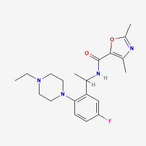 N-[1-[2-(4-ethylpiperazin-1-yl)-5-fluorophenyl]ethyl]-2,4-dimethyl-1,3-oxazole-5-carboxamide