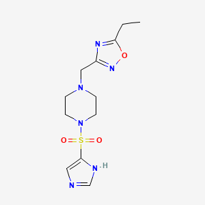 molecular formula C12H18N6O3S B6754005 5-ethyl-3-[[4-(1H-imidazol-5-ylsulfonyl)piperazin-1-yl]methyl]-1,2,4-oxadiazole 