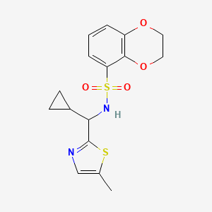 molecular formula C16H18N2O4S2 B6754048 N-[cyclopropyl-(5-methyl-1,3-thiazol-2-yl)methyl]-2,3-dihydro-1,4-benzodioxine-5-sulfonamide 