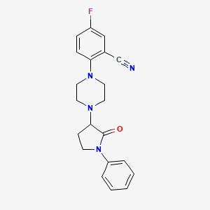 molecular formula C21H21FN4O B6754073 5-Fluoro-2-[4-(2-oxo-1-phenylpyrrolidin-3-yl)piperazin-1-yl]benzonitrile 