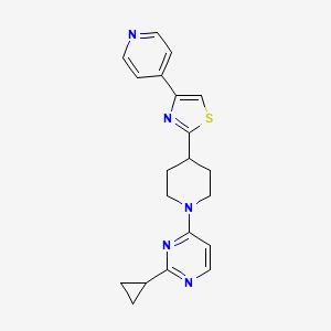 molecular formula C20H21N5S B6754077 2-[1-(2-Cyclopropylpyrimidin-4-yl)piperidin-4-yl]-4-pyridin-4-yl-1,3-thiazole 