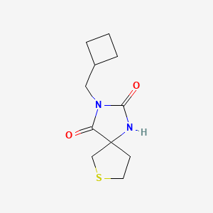 molecular formula C11H16N2O2S B6754131 3-(Cyclobutylmethyl)-7-thia-1,3-diazaspiro[4.4]nonane-2,4-dione 