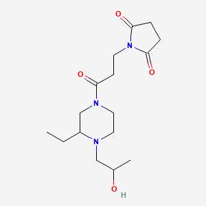 molecular formula C16H27N3O4 B6754169 1-[3-[3-Ethyl-4-(2-hydroxypropyl)piperazin-1-yl]-3-oxopropyl]pyrrolidine-2,5-dione 