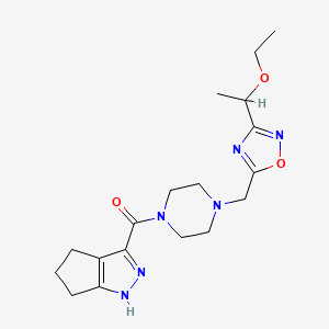 [4-[[3-(1-Ethoxyethyl)-1,2,4-oxadiazol-5-yl]methyl]piperazin-1-yl]-(1,4,5,6-tetrahydrocyclopenta[c]pyrazol-3-yl)methanone