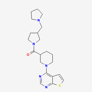 molecular formula C21H29N5OS B6754190 [3-(Pyrrolidin-1-ylmethyl)pyrrolidin-1-yl]-(1-thieno[2,3-d]pyrimidin-4-ylpiperidin-3-yl)methanone 