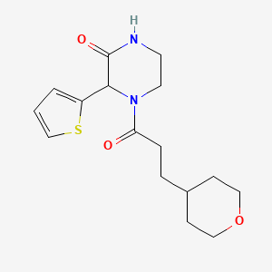 molecular formula C16H22N2O3S B6754206 4-[3-(Oxan-4-yl)propanoyl]-3-thiophen-2-ylpiperazin-2-one 