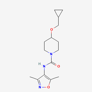 molecular formula C15H23N3O3 B6754274 4-(cyclopropylmethoxy)-N-(3,5-dimethyl-1,2-oxazol-4-yl)piperidine-1-carboxamide 