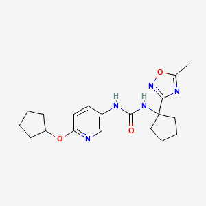 molecular formula C19H25N5O3 B6754281 1-(6-Cyclopentyloxypyridin-3-yl)-3-[1-(5-methyl-1,2,4-oxadiazol-3-yl)cyclopentyl]urea 