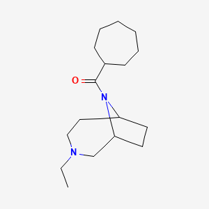 molecular formula C17H30N2O B6755805 Cycloheptyl-(3-ethyl-3,9-diazabicyclo[4.2.1]nonan-9-yl)methanone 