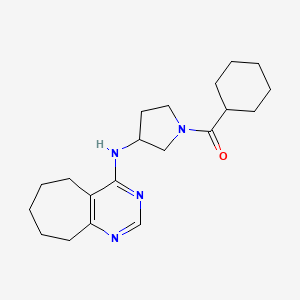 molecular formula C20H30N4O B6758965 cyclohexyl-[3-(6,7,8,9-tetrahydro-5H-cyclohepta[d]pyrimidin-4-ylamino)pyrrolidin-1-yl]methanone 