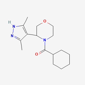 molecular formula C16H25N3O2 B6761373 cyclohexyl-[3-(3,5-dimethyl-1H-pyrazol-4-yl)morpholin-4-yl]methanone 