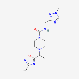 4-[1-(3-ethyl-1,2,4-oxadiazol-5-yl)ethyl]-N-[(1-methyl-1,2,4-triazol-3-yl)methyl]piperazine-1-carboxamide