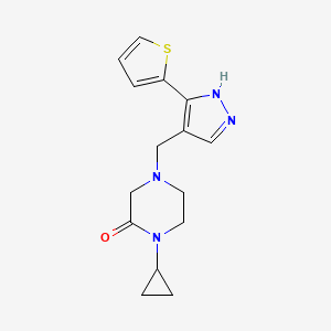 1-cyclopropyl-4-[(5-thiophen-2-yl-1H-pyrazol-4-yl)methyl]piperazin-2-one