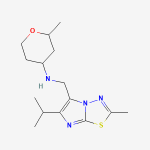 2-methyl-N-[(2-methyl-6-propan-2-ylimidazo[2,1-b][1,3,4]thiadiazol-5-yl)methyl]oxan-4-amine