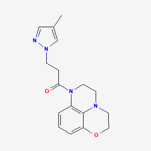 3-(4-Methylpyrazol-1-yl)-1-(4-oxa-1,10-diazatricyclo[7.3.1.05,13]trideca-5,7,9(13)-trien-10-yl)propan-1-one