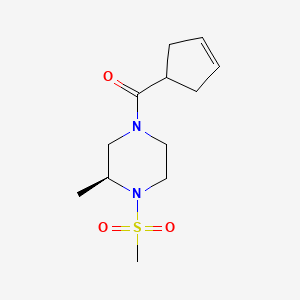 molecular formula C12H20N2O3S B6763025 cyclopent-3-en-1-yl-[(3S)-3-methyl-4-methylsulfonylpiperazin-1-yl]methanone 