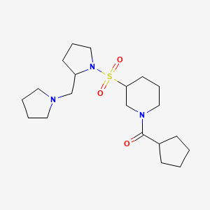 molecular formula C20H35N3O3S B6764639 Cyclopentyl-[3-[2-(pyrrolidin-1-ylmethyl)pyrrolidin-1-yl]sulfonylpiperidin-1-yl]methanone 