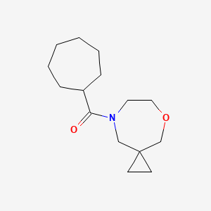 molecular formula C15H25NO2 B6764953 Cycloheptyl(5-oxa-8-azaspiro[2.6]nonan-8-yl)methanone 