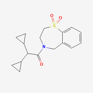 2,2-dicyclopropyl-1-(1,1-dioxo-3,5-dihydro-2H-1lambda6,4-benzothiazepin-4-yl)ethanone