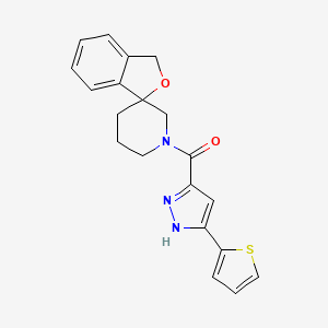 molecular formula C20H19N3O2S B6768451 spiro[1H-2-benzofuran-3,3'-piperidine]-1'-yl-(5-thiophen-2-yl-1H-pyrazol-3-yl)methanone 